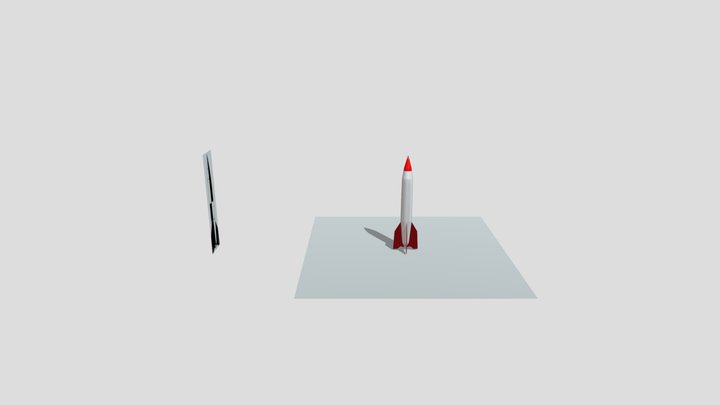 Red and White V2 Rocket 3D Model