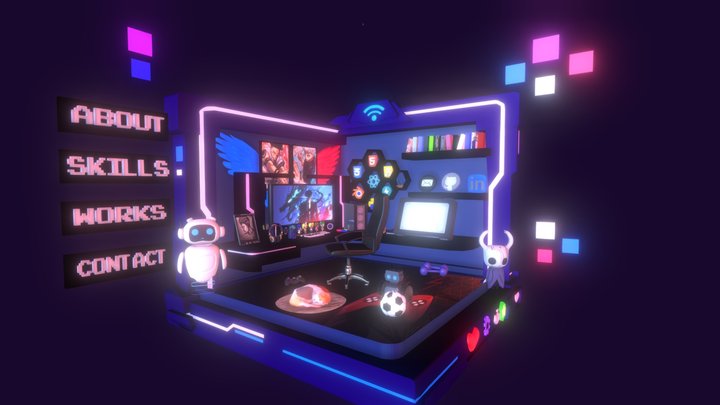 Programmer Desk Setup – Stylized 3D Room