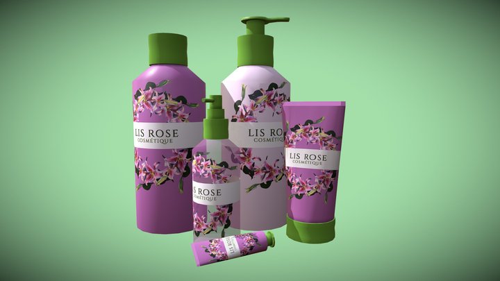 Bottles - Cosmetics kit / Zestaw kosmetyków 3D Model