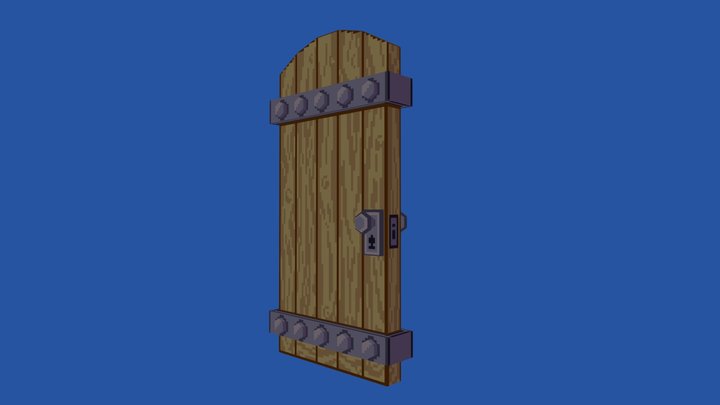 Low-poly Pixelart Door 3D Model