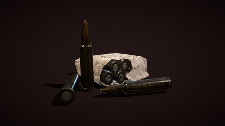 7.62x39 Ammunition in paper 3D Model