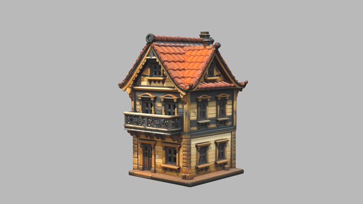 Alpine Wooden House – Decorative 3D Model