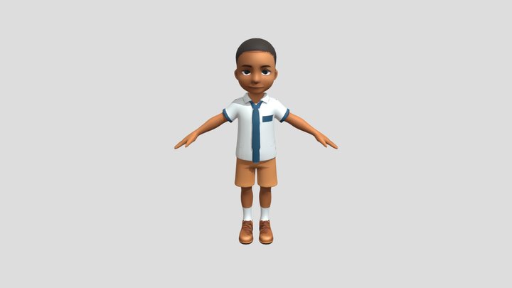 Smiling boy in school uniform 3D Model