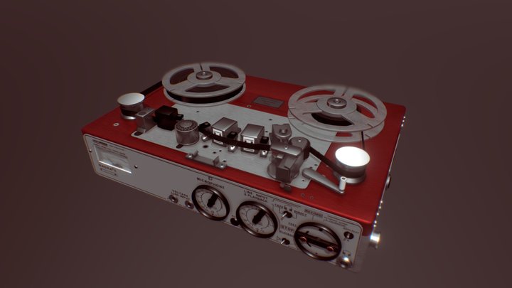Vintage portable reel to reel tape recorder 3D model