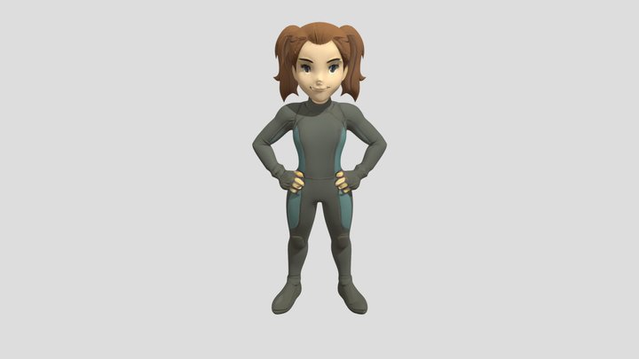 cartoon woman in a bodysuit 3D Model
