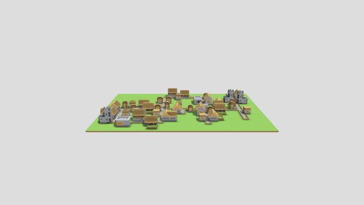 Minecraft World: NPC village 3D Model