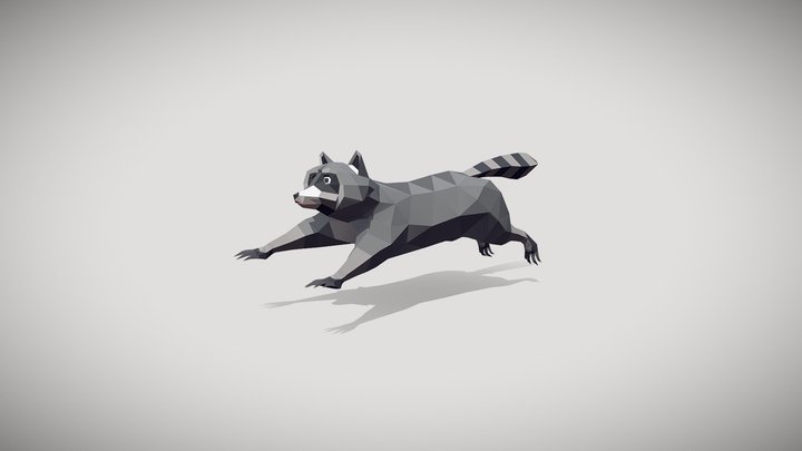 Low-poly Racoon Run Animation 3D Model