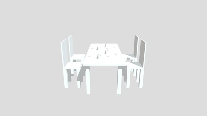 Sala 4 Sillas 3D Model