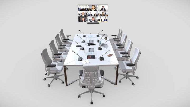 Modern White Conference Room Set 3D Model