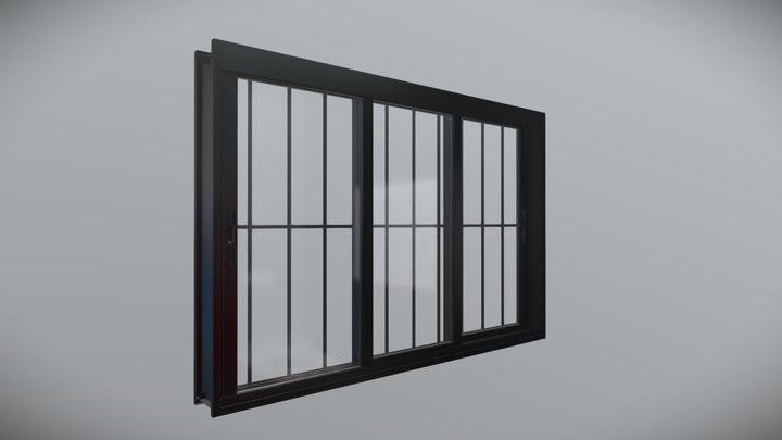 Janela Lateral 3 Folhas Móveis com Grade - LA 3D Model