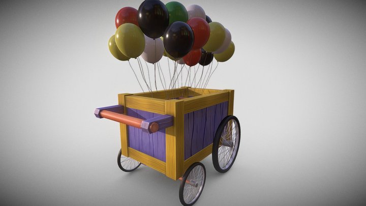 Stylized Baloon Cart | Hand Painted 3D Model
