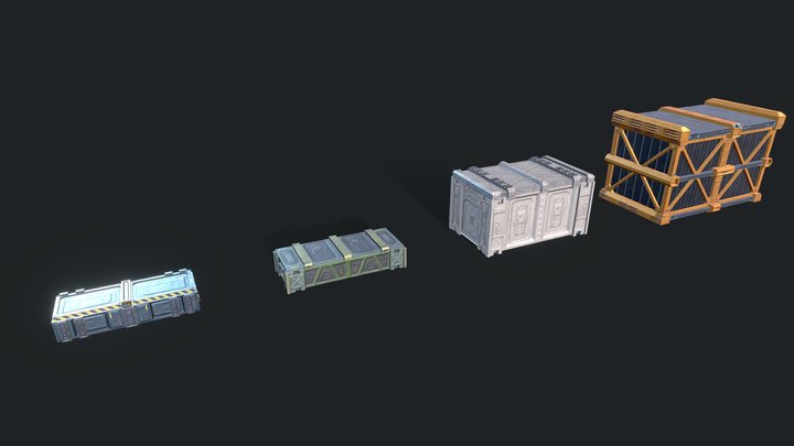 Sci fi ammo boxes 3D Model