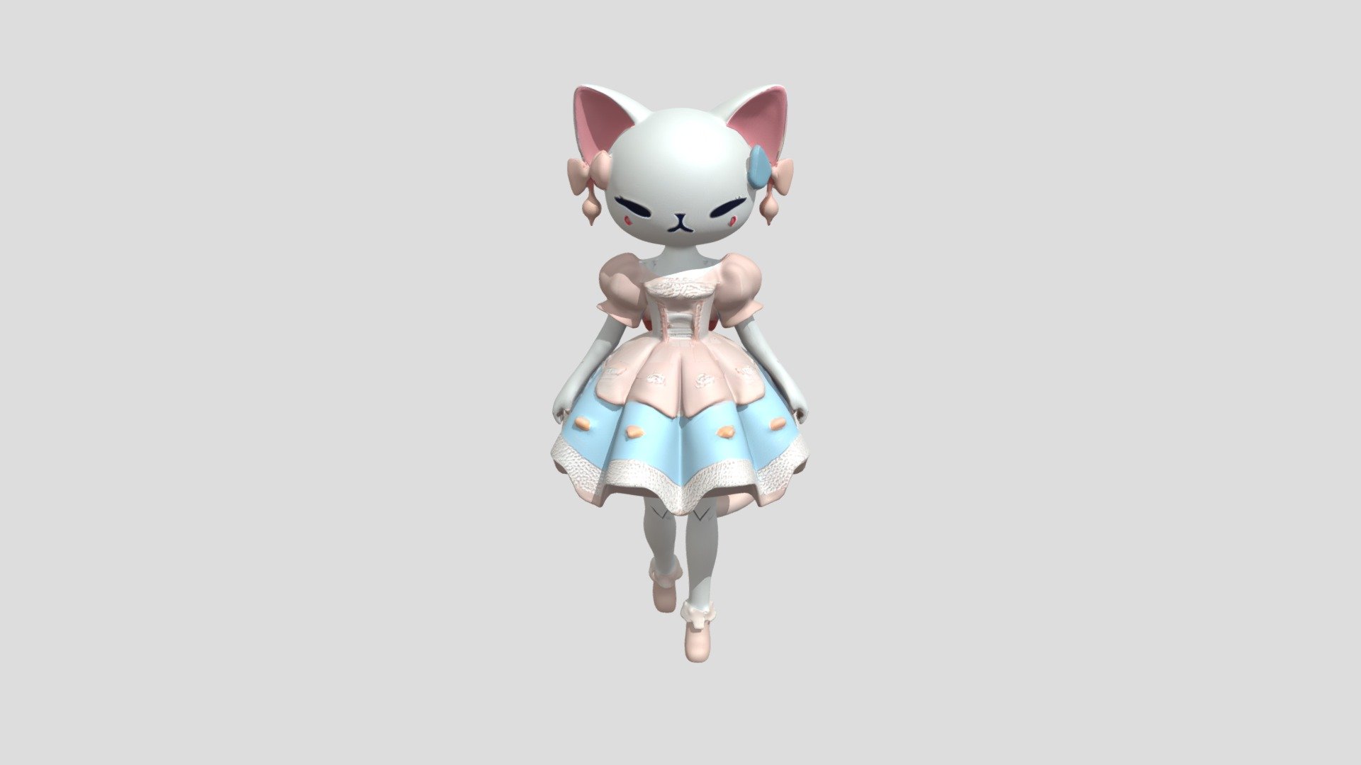 Stylized kitty in a dress - Download Free 3D model by nevtan (@nevtaan ...