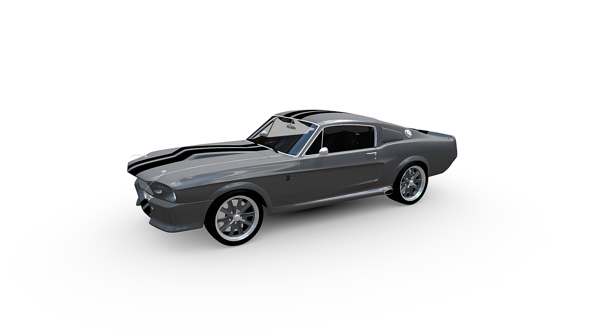 3D model Shelby GT500 Eleanor 1967 - This is a 3D model of the Shelby GT500 Eleanor 1967. The 3D model is about a silver car with a white background.