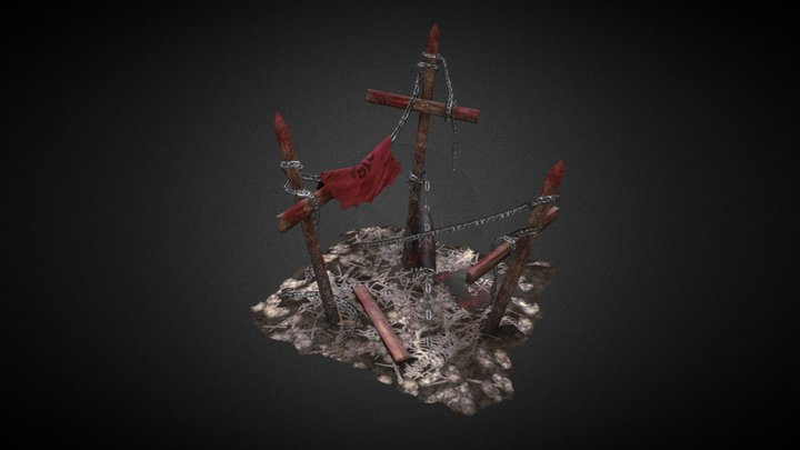 Stakes obstacle — medieval game asset 3D Model