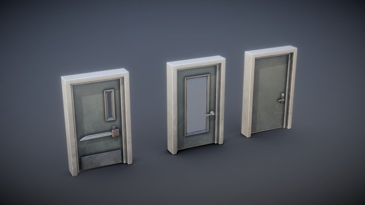 Stylized Metal Doors 3D Model