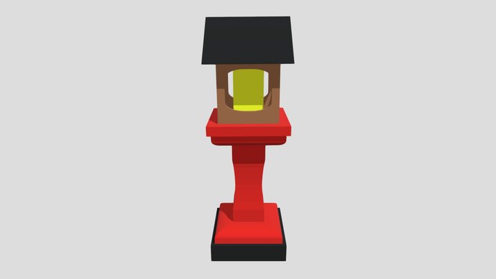 Japanese themed low poly lampost 3D Model