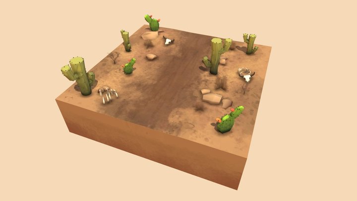 Low poly desert for mobile game 3D Model