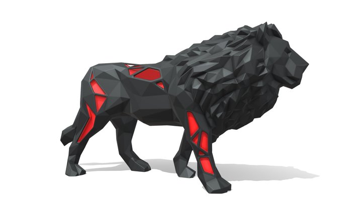 Voronoi Poly Lion 3D Model