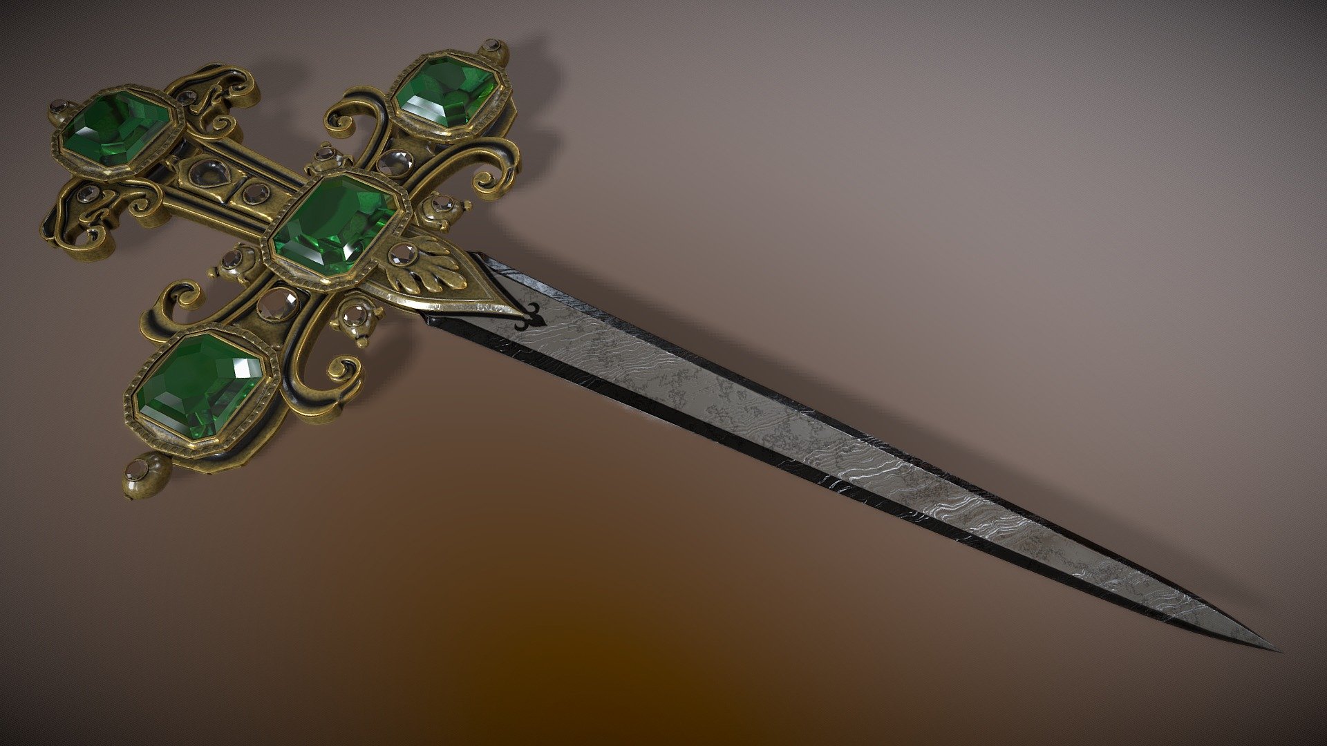 Emerald Ceremonial dagger - Download Free 3D model by Chao Kurosaki