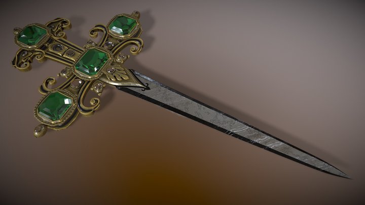 Emerald Ceremonial dagger 3D Model