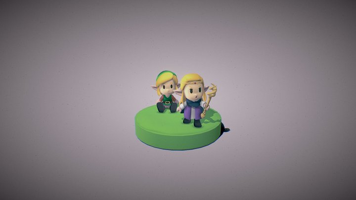Zelda and Link 3D Model