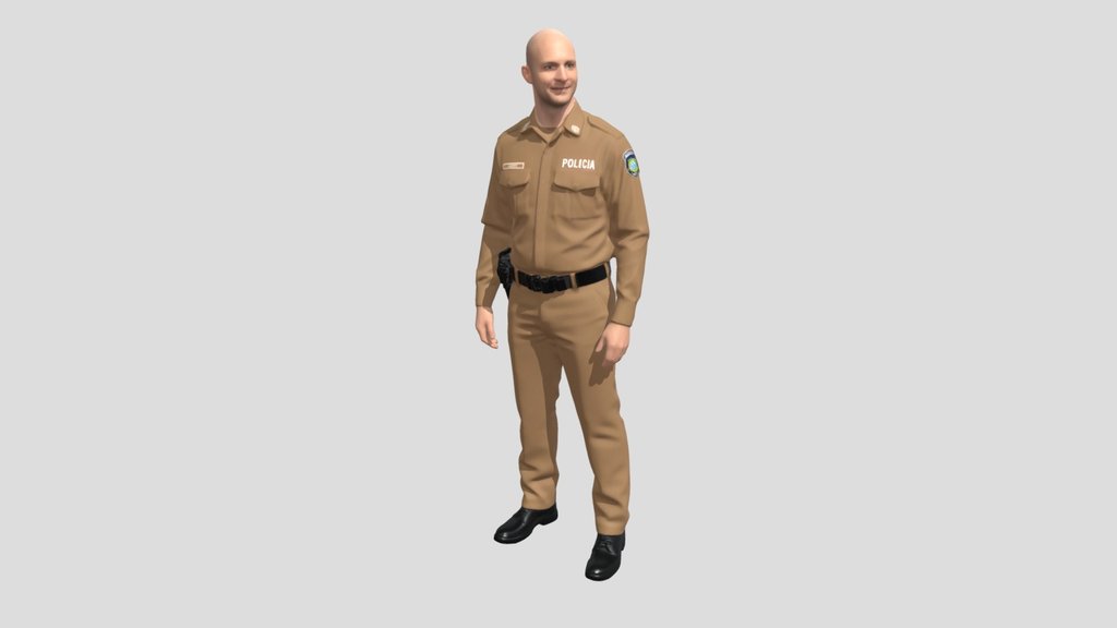 Police Officer in Tan Uniform