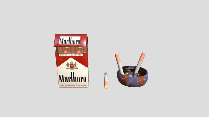 Cigarette box & Ashtray 3D Model