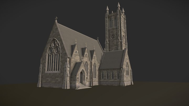 Low-Poly Gothic Church 3D Model
