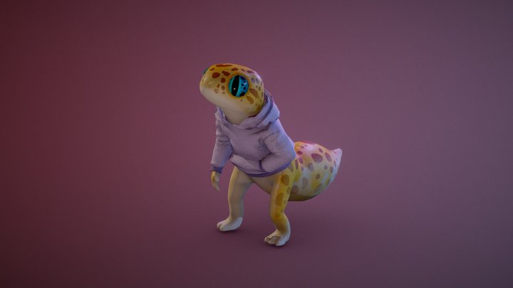 Comfy Gecko with Hoodie 3D Model
