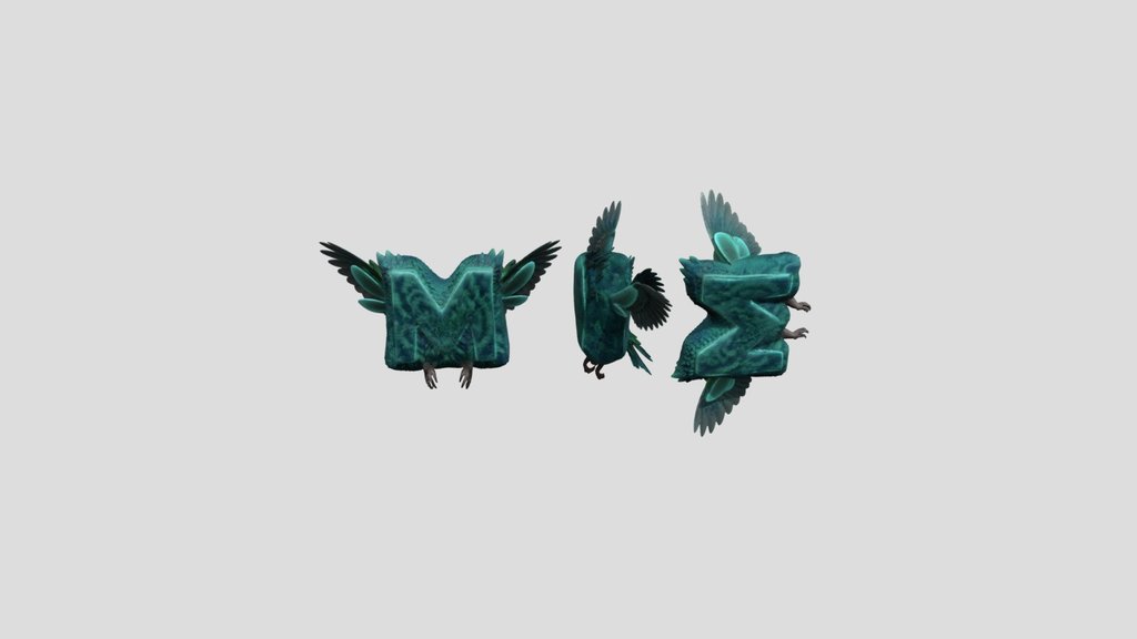 Winged Neon Letters M