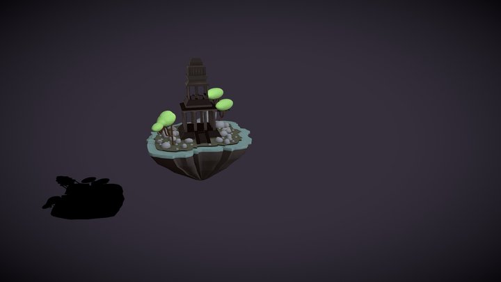 Temple Ruin Sky Floating Island 3D Model
