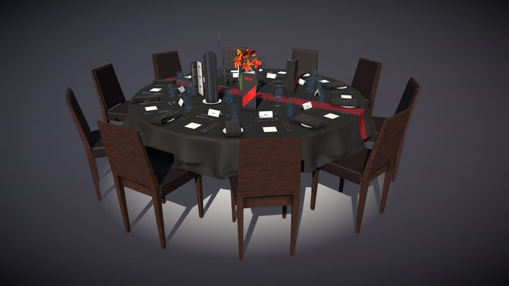 SALE Round Table Setting 3D Model