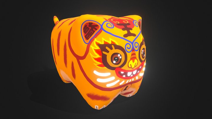 Chinese-style fabric tiger toy 3D Model