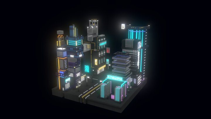 Cyber City MagicaVoxel 3D Model