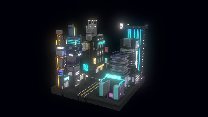 Cyber City MagicaVoxel 3D Model