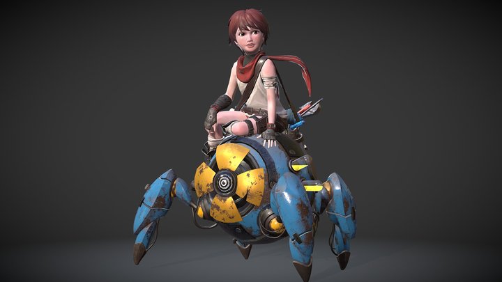 Scavenger Kid and Robot 3D Model