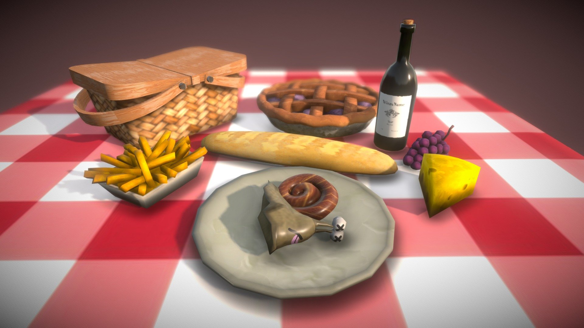 French Picnic - Download Free 3D model by A308 Digital (@A308) [ee43946 ...