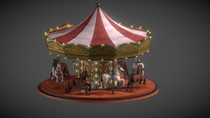 Low Poly Stylised Carousel 3D Model