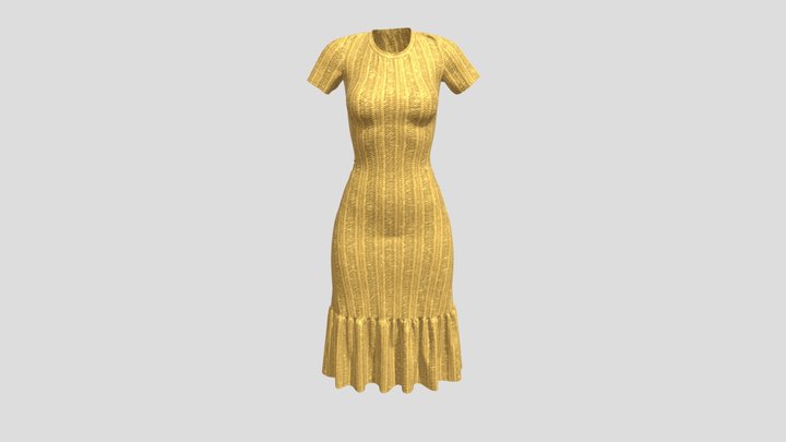High Poly HD Fitted Knit Dress 3D Model