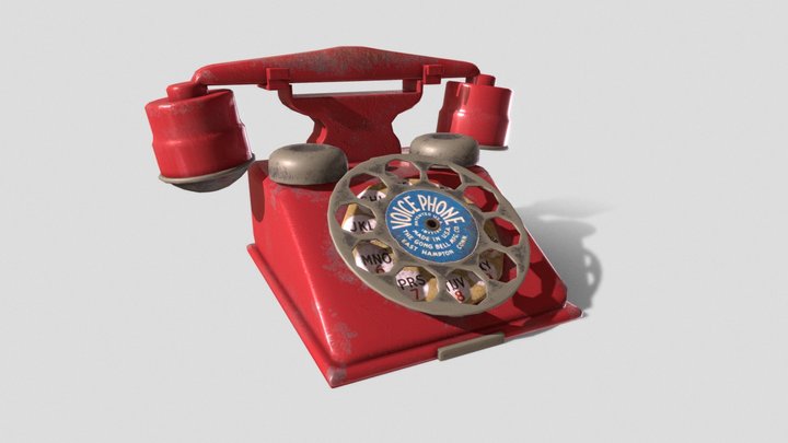 Old Metal Toy Telephone 3D Model