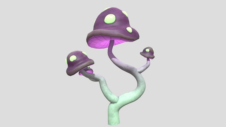 Mushroom tree (round) 3D Model