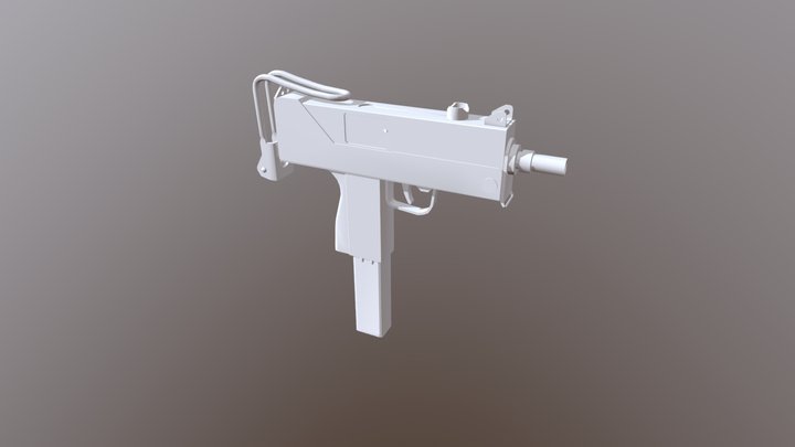 Low Poly Mac-10 (Unmapped) 3D Model