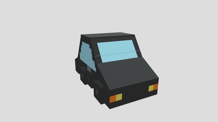 Low-Poly Voxel Black Car