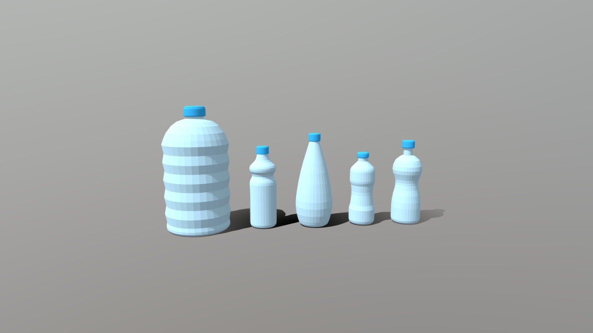 Low Poly Cartoon Water Bottles