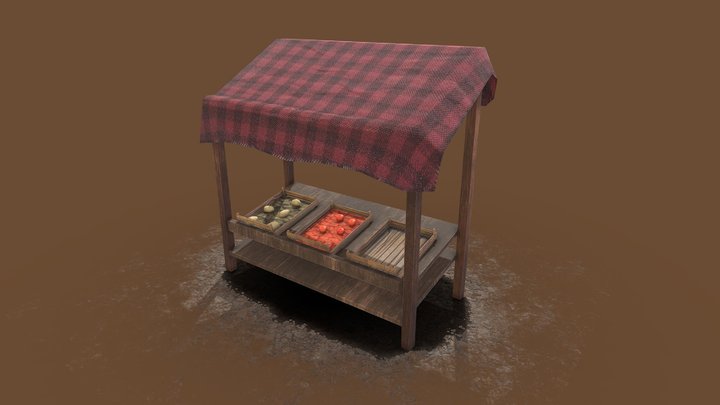 Medieval Market Stall Asset Model 1/4 3D Model