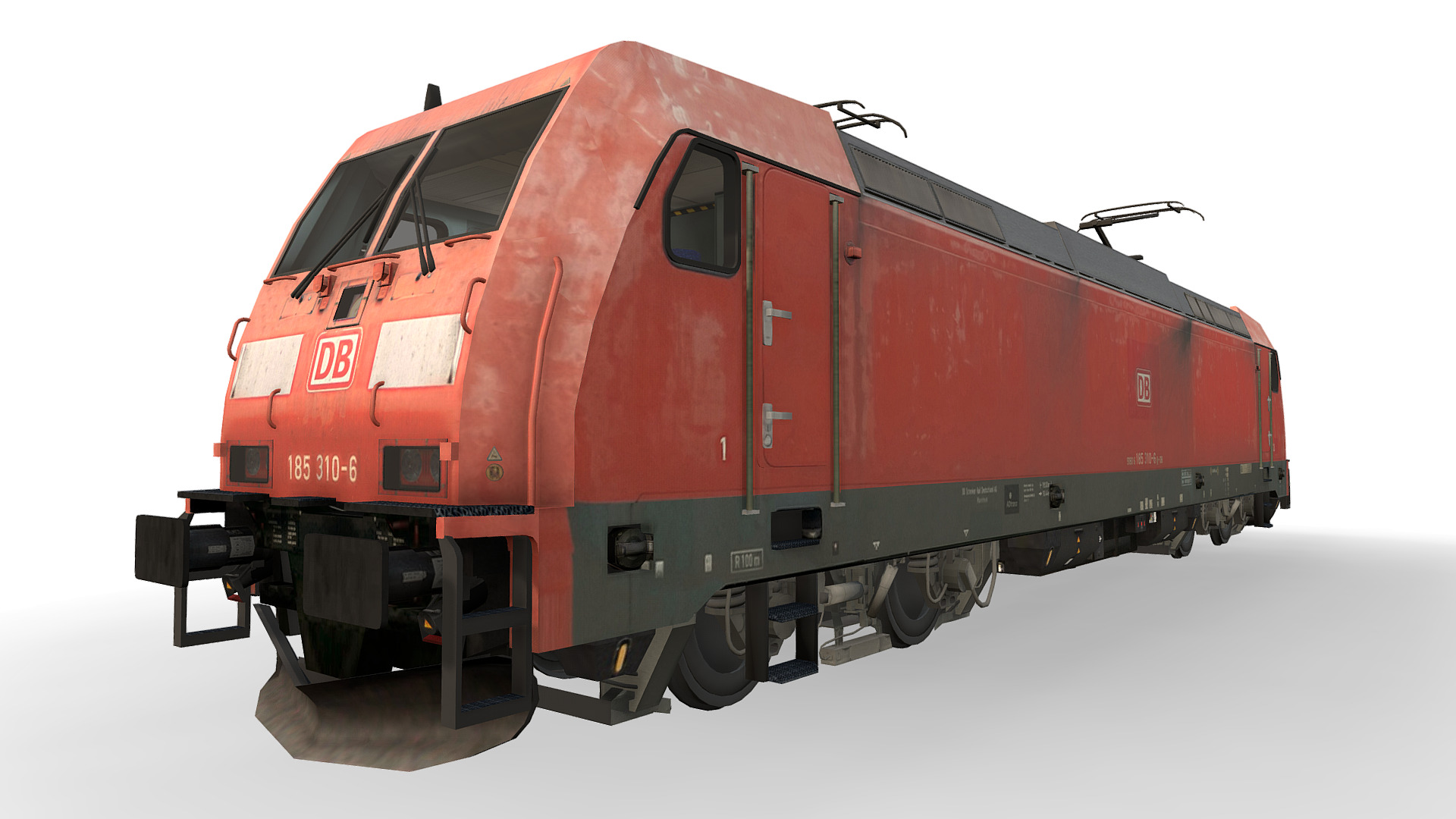 3D model Locomotive Class 185 310-6 – DB Cargo - This is a 3D model of the Locomotive Class 185 310-6 - DB Cargo. The 3D model is about a red train car.