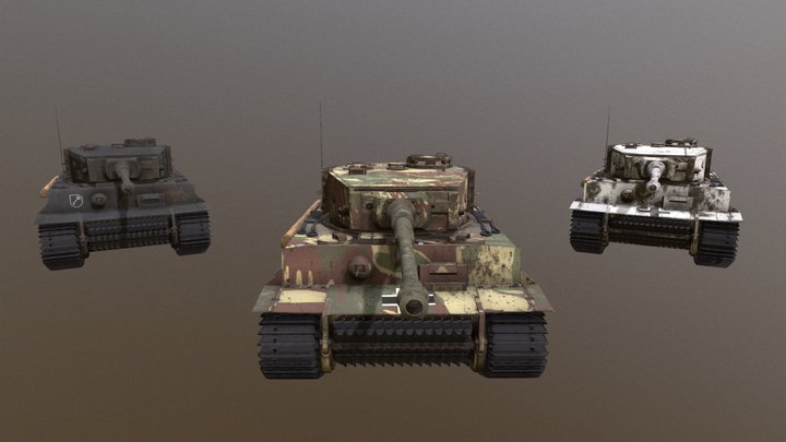 Panzerkampfwagen VI Tiger 3x camo 3D Model