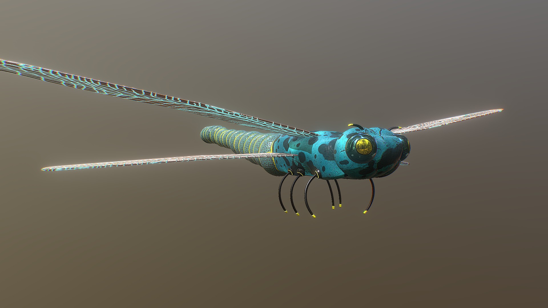 3D model Dragonfly - This is a 3D model of the Dragonfly. The 3D model is about a blue and green dragonfly.