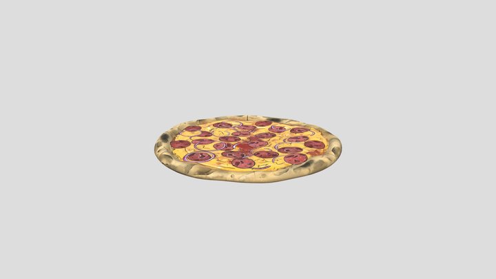 Hand-painted cartoon Pizza 3D Model
